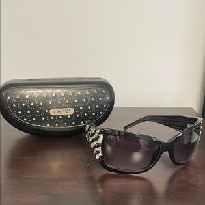 Cache Black Zebra Crystal-Embellished Oversized Sunglasses